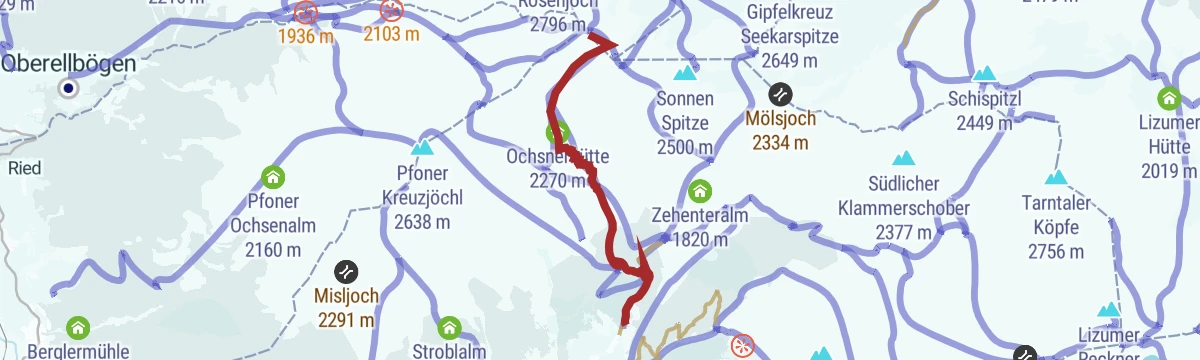 Route map: Grünbergspitze (2.790m)